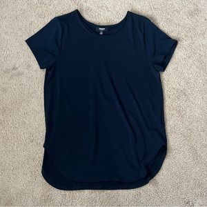 Navy Blue Stretchy Short-Sleeve Top